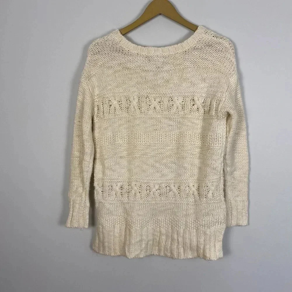 American Eagle Chunky Knit Wool Blend Fisherman Sweater - Picture 13 of 16